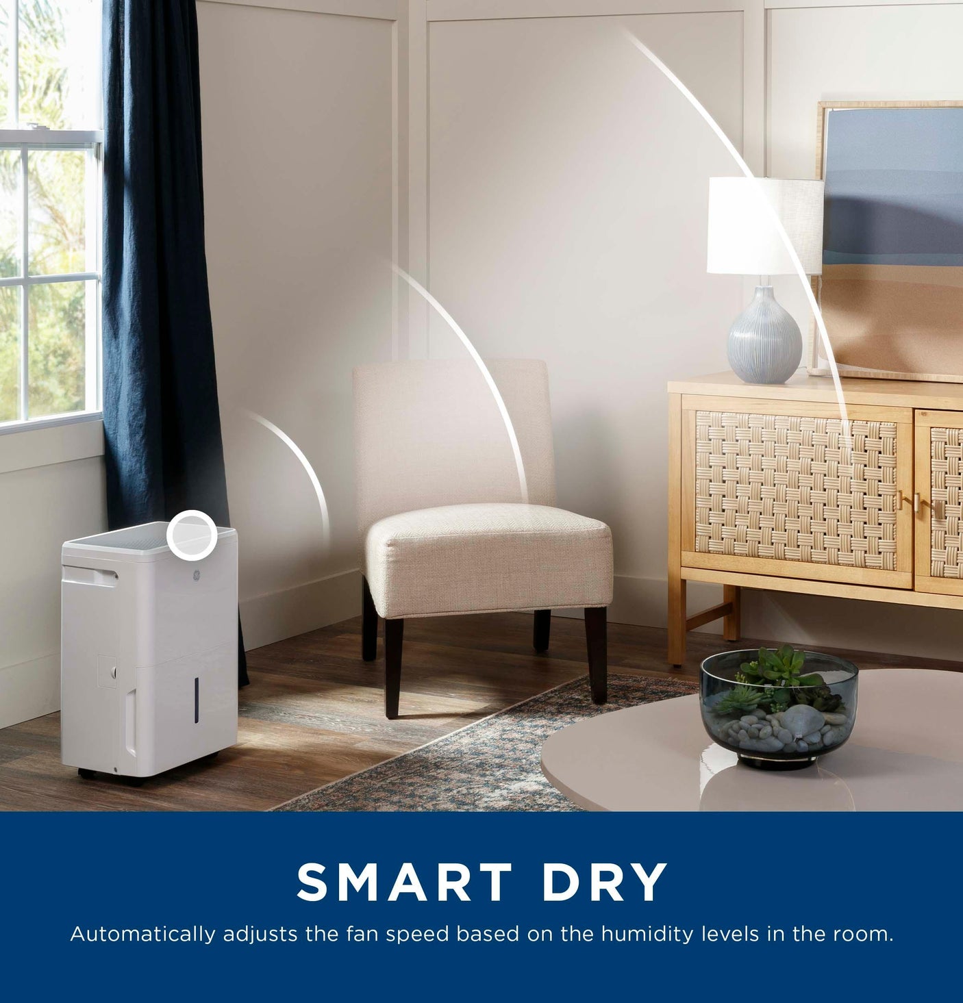 GE® ENERGY STAR® 35 Pint Portable Dehumidifier with Smart Dry for Very Damp Spaces