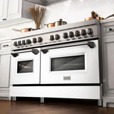 ZLINE 60 in. 7.4 cu. ft. Dual Fuel Range with Gas Stove and Electric Oven in Stainless Steel with Color Options (RA60) [Color: White Matte]