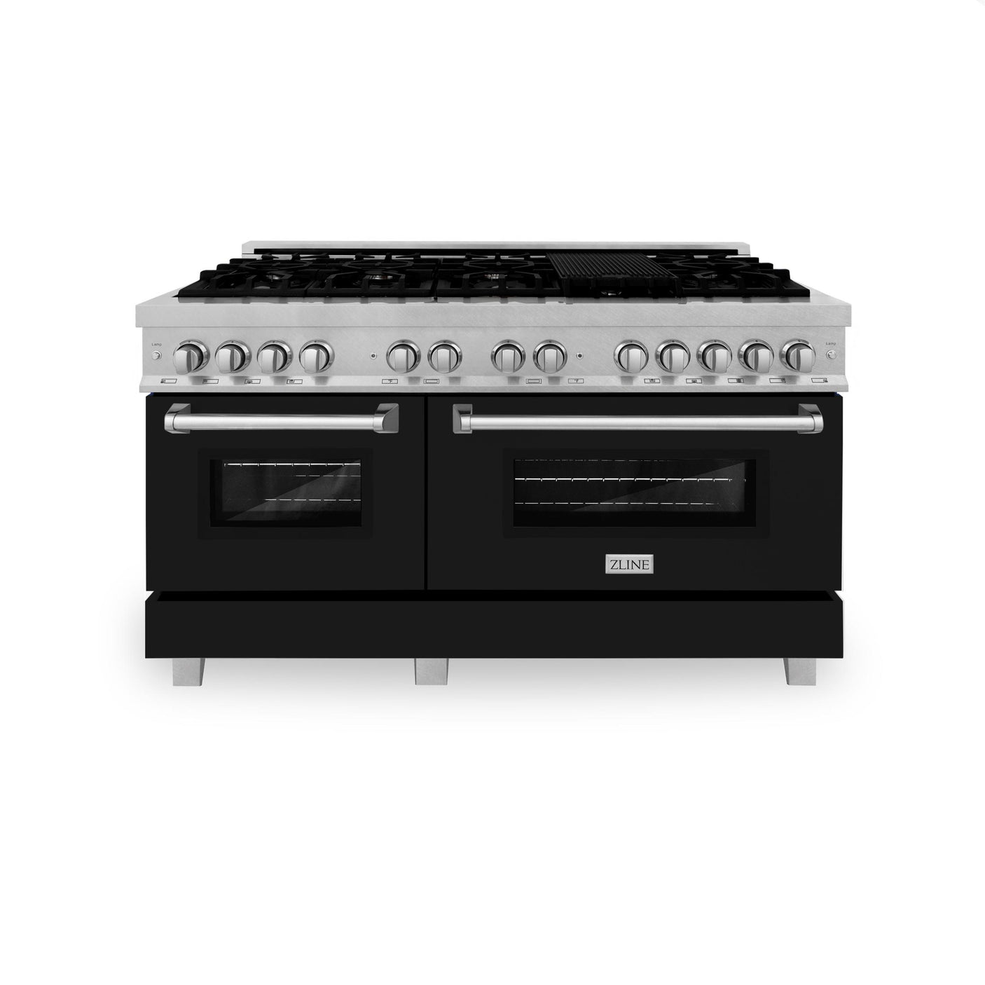 ZLINE 60 in. 7.4 cu. ft. Dual Fuel Range with Gas Stove and Electric Oven in DuraSnow Stainless Steel and Colored Door Options (RAS-60) [Color: DuraSnow Stainless Steel with Red Gloss Door]