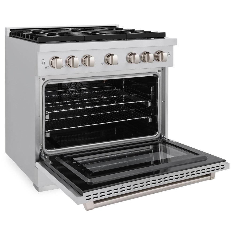 ZLINE 36 in. 5.2 cu. ft. Paramount Dual Fuel Range with 6 Burner Gas Cooktop and Electric Convection Oven in Stainless Steel (SDR36)