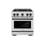 ZLINE Autograph Edition 30 in. 4.2 cu. ft. Select Dual Fuel Range with 4 Burner Gas Cooktop and Electric Convection Oven in DuraSnow' Stainless Steel with Matte Black Accents (HDRSZ-30-MB)