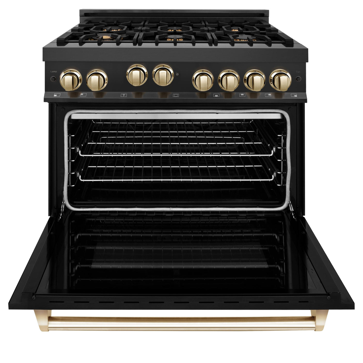 ZLINE Autograph Edition 36" 4.6 cu. ft. Range with Gas Stove and Gas Oven in Black Stainless Steel with Accents (RGBZ-36) [Size: Champagne Bronze]