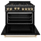 ZLINE Autograph Edition 36" 4.6 cu. ft. Range with Gas Stove and Gas Oven in Black Stainless Steel with Accents (RGBZ-36) [Size: Gold]