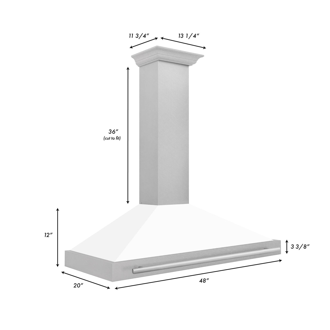 ZLINE 48 in. Convertible Fingerprint Resistant DuraSnow Stainless Steel Range Hood with Stainless Steel Handle (KB4SNX-48) [Color: White Matte Shell]