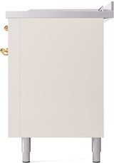 Nostalgie II 60 Inch Dual Fuel Liquid Propane Freestanding Range in Antique White with Brass Trim