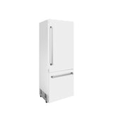 ZLINE 30" 16.1 cu. ft. Built-In 2-Door Bottom Freezer Refrigerator with Internal Water and Ice Dispenser in White Matte (RBIV-WM-30)