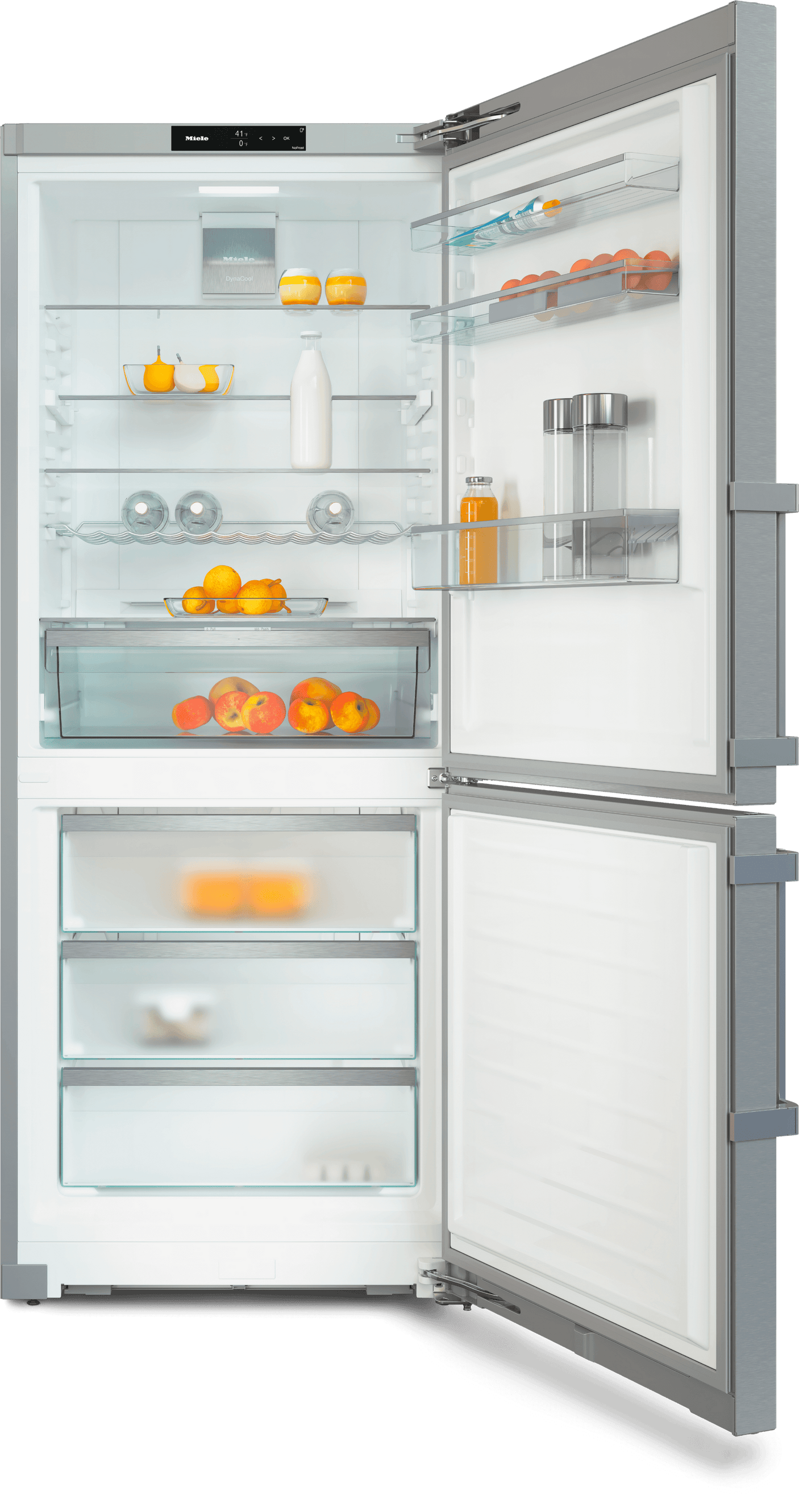 KFN 4776 ED - Freestanding fridge-freezer with DailyFresh and NoFrost in 30'' width for a lot of storage space.