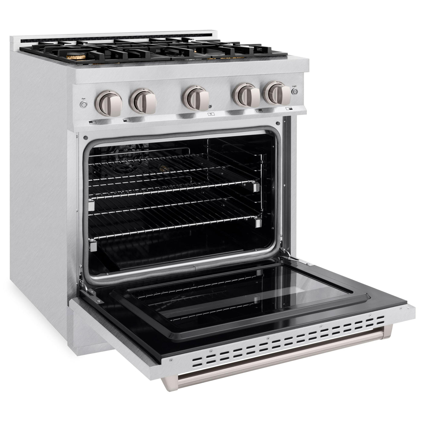 ZLINE 30 in. 4.2 cu. ft. Classic Dual Fuel Range with Gas Cooktop and Electric Convection Oven in DuraSnow' Stainless Steel with 4 Brass Burners (CDRS-BR-30)