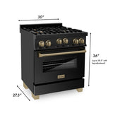 ZLINE Autograph Edition 30" 4.0 cu. ft. Range with Gas Stove and Gas Oven in Black Stainless steel with Accents (RGBZ-30) [Color: Champagne Bronze]