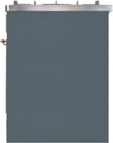 Majestic II 30 Inch Electric Freestanding Range in Blue Grey with Brass Trim