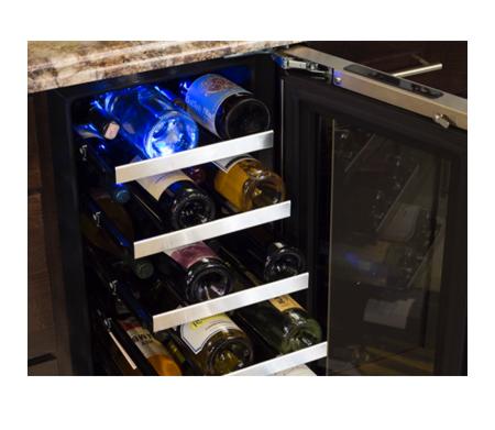 15" High Efficiency Single Zone Wine Cellar - Panel Overlay, Frame Ready Glass Door - Integrated Left Hinge