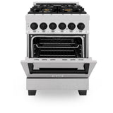 ZLINE Autograph Edition 24 in. 2.8 cu. ft. Dual Fuel Range with Gas Stove and Electric Oven in DuraSnow Stainless Steel with Accents (RASZ-SN-24) [Color: Matte Black]