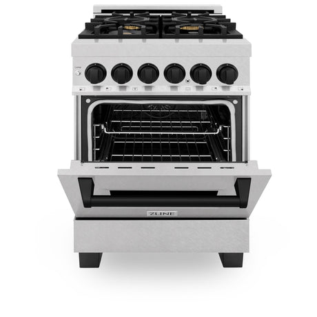 ZLINE Autograph Edition 24 in. 2.8 cu. ft. Dual Fuel Range with Gas Stove and Electric Oven in DuraSnow Stainless Steel with Accents (RASZ-SN-24) [Color: Matte Black]