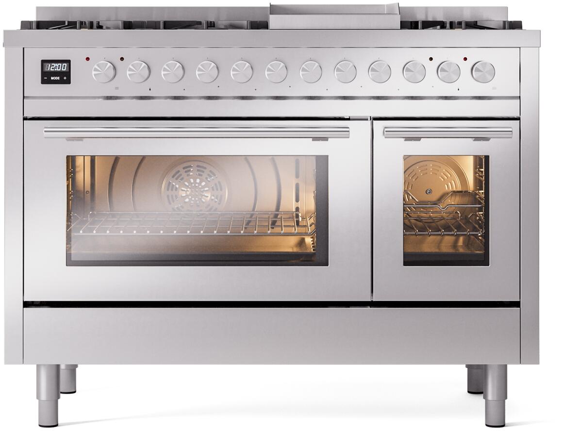 Professional Plus II 48 Inch Dual Fuel Liquid Propane Freestanding Range in Stainless Steel with Trim