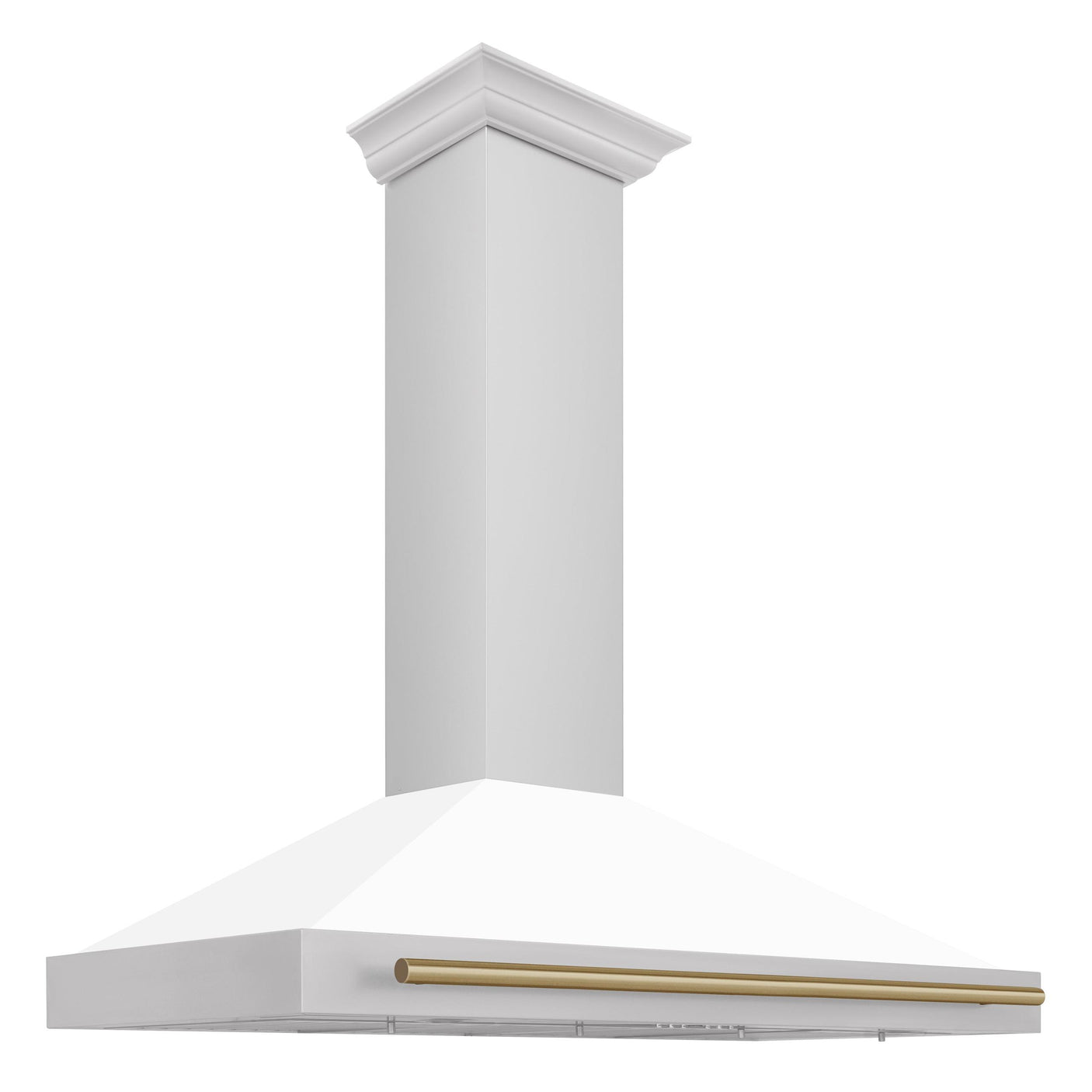 ZLINE 48 in. Autograph Edition Convertible Stainless Steel Range Hood with White Matte Shell and Champagne Bronze Accents (KB4STZ-WM48-CB) [Color: Champagne Bronze Accents]