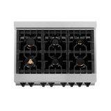 ZLINE Autograph Edition 36 in. 4.6 cu. ft. Dual Fuel Range with Gas Stove and Electric Oven in DuraSnow Stainless Steel with Accents (RASZ-SN-36) [Color: Matte Black]