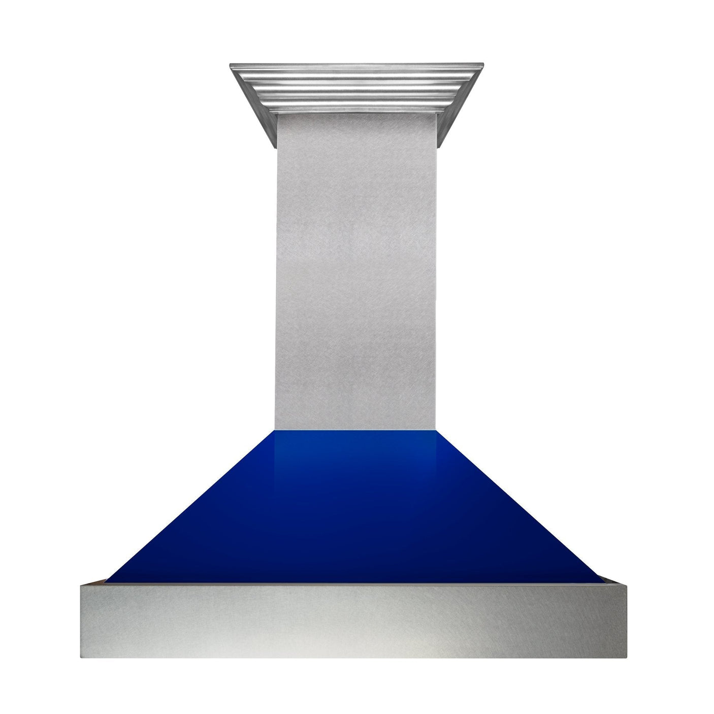 ZLINE Ducted DuraSnow Stainless Steel Range Hood with Blue Gloss Shell (8654BG)