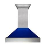 ZLINE Ducted DuraSnow Stainless Steel Range Hood with Blue Gloss Shell (8654BG)