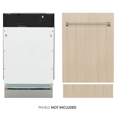 ZLINE Autograph Edition 18? Tallac Series 3rd Rack Top Control Dishwasher in Custom Panel Ready with Champagne Bronze Handle, 51dBa (DWVZ-18-CB)