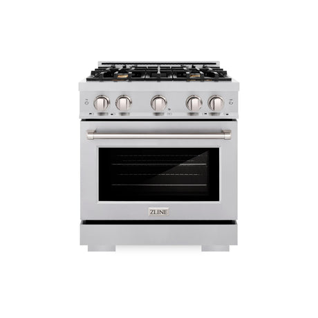 ZLINE 30 in. 4.2 cu. ft. Select Gas Range with Convection Gas Oven in Stainless Steel with 4 Brass Burners (HGR-BR-30)