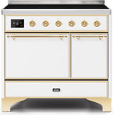 Majestic II 40 Inch Electric Freestanding Range in White with Brass Trim