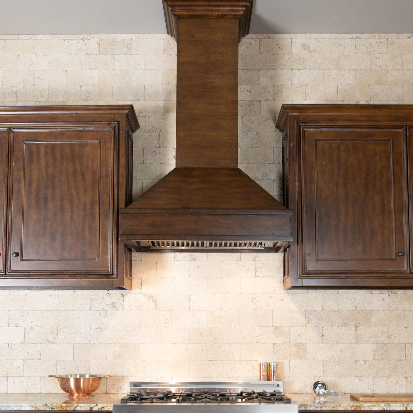 ZLINE Wooden Wall Mount Range Hood in Walnut and Hamilton - Includes Remote Motor (329WH-RS) [Size: 30 Inch]