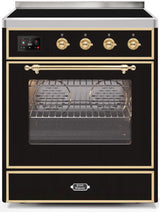 Majestic II 30 Inch Electric Freestanding Range in Glossy Black with Brass Trim