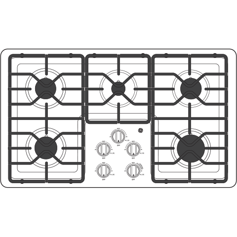 GE® 36" Built-In Gas Cooktop with Dishwasher-Safe Grates