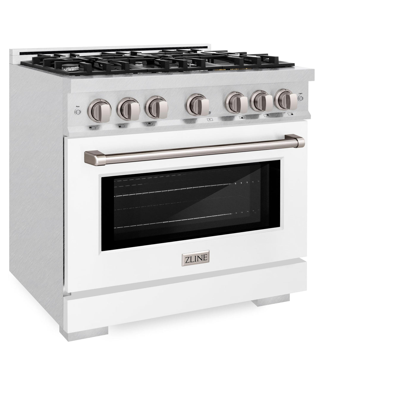 ZLINE 36 in. 5.2 cu. ft. Select Dual Fuel Range with 6 Burner Gas Cooktop and Electric Convection Oven in DuraSnow' Stainless Steel with White Matte Door (HDRS-WM-36)