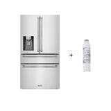 ZLINE 36" 21.6 cu. ft. 4-Door French Door Refrigerator with Water and Ice Dispenser and Water Filter in Fingerprint Resistant Stainless Steel (RFM-W-WF-36)