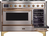 Majestic II 48 Inch Dual Fuel Natural Gas Freestanding Range in Stainless Steel with Brass Trim