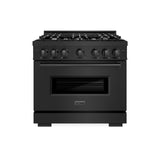 ZLINE 36 in. 5.2 cu. ft. Classic Dual Fuel Range with 6 Burner Gas Cooktop and Electric Convection Oven in Black Stainless Steel (CDRB-36)