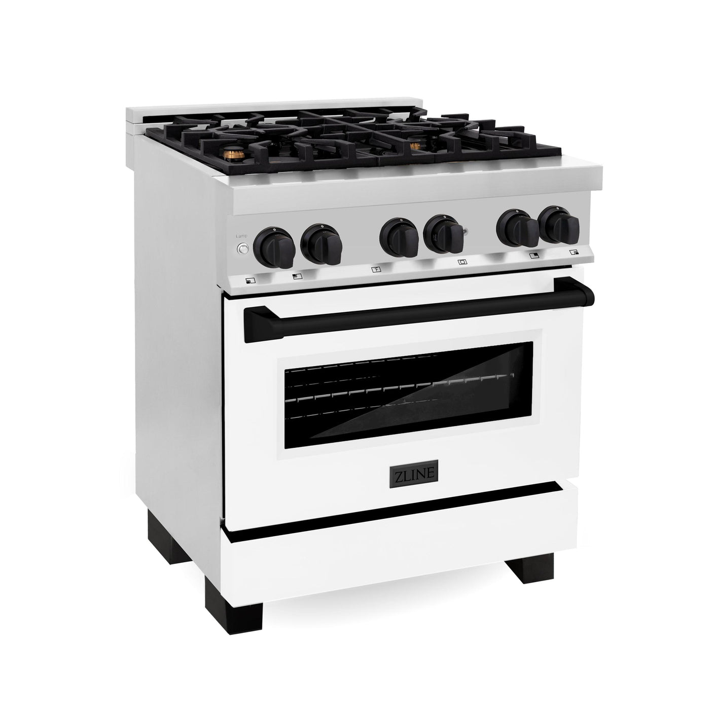 ZLINE Autograph Edition 30 in. 4.0 cu. ft. Dual Fuel Range with Gas Stove and Electric Oven in Stainless Steel with White Matte Door and Accents (RAZ-WM-30) [Color: Matte Black]