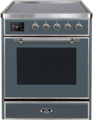 Majestic II 30 Inch Electric Freestanding Range in Blue Grey with Chrome Trim