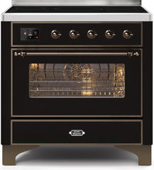 Majestic II 36 Inch Electric Freestanding Range in Glossy Black with Bronze Trim