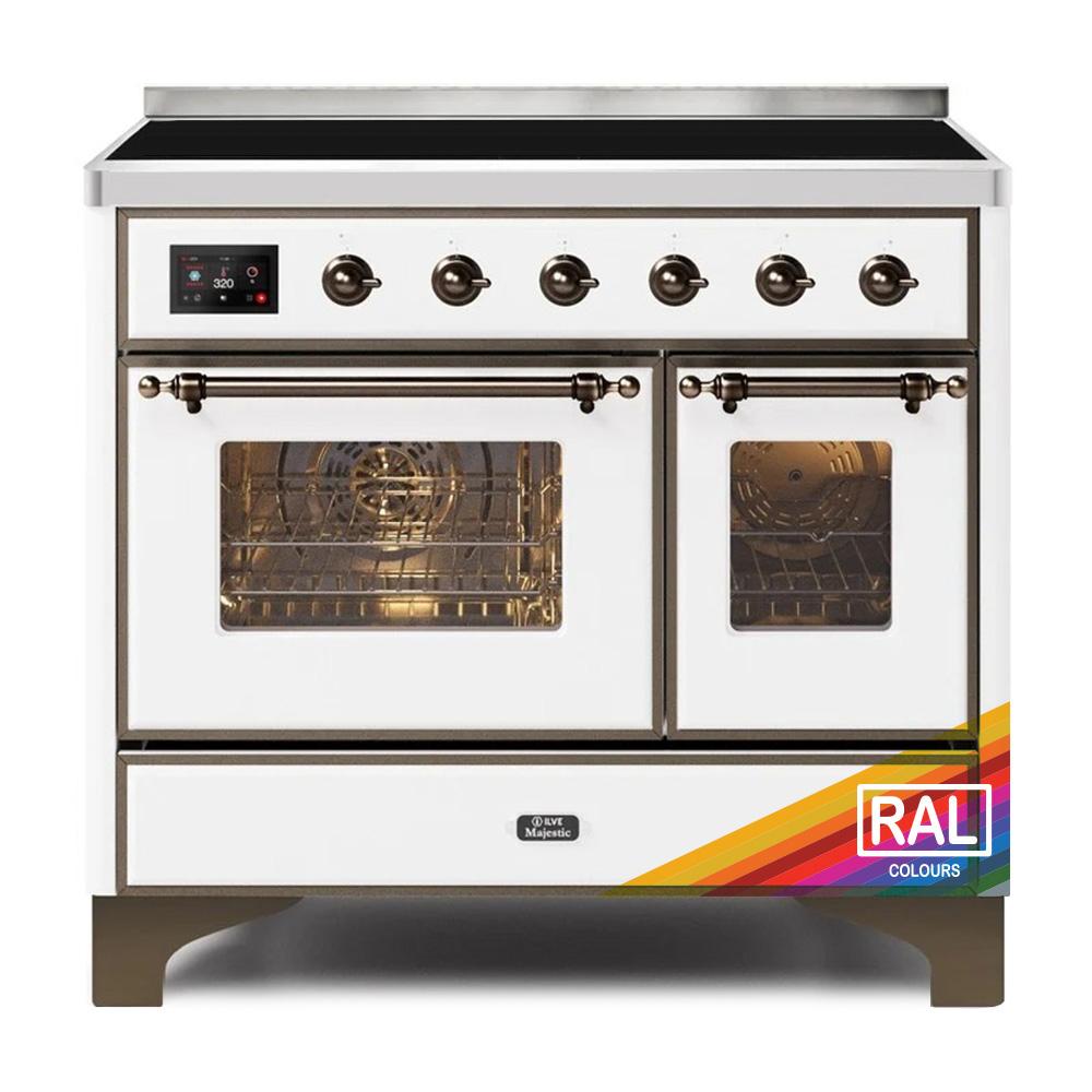 ILVE Majestic II 40 UMDI10NS3RAB Freestanding Electric Range with Induction Double Oven with Triple Glass Door in RAL Color with Bronze knobs