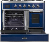 Majestic II 40 Inch Dual Fuel Natural Gas Freestanding Range in Blue with Chrome Trim