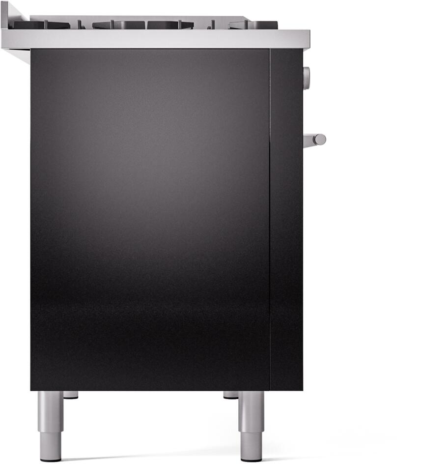 Professional Plus II 48 Inch Dual Fuel Natural Gas Freestanding Range in Glossy Black with Trim