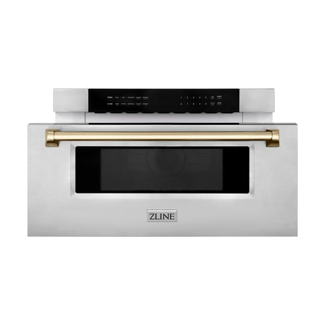 ZLINE Autograph Edition 30" 1.2 cu. ft. Built-In Microwave Drawer in Stainless Steel with Accents (MWDZ-30) [Color: Gold]