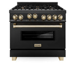 ZLINE Autograph Edition 36" 4.6 cu. ft. Range with Gas Stove and Gas Oven in Black Stainless Steel with Accents (RGBZ-36) [Size: Champagne Bronze]