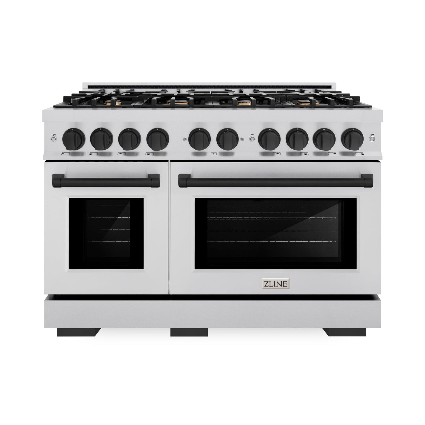 ZLINE Autograph Edition 48 in. 6.7 cu. ft. Select Double Oven Dual Fuel Range with 8 Burner Gas Cooktop in Stainless Steel and Matte Black Accents (HDRZ-48-MB)