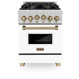 ZLINE Autograph Edition 24" 2.8 cu. ft. Range with Gas Stove and Gas Oven in DuraSnow Stainless Steel with White Matte Door and Accents (RGSZ-WM-24) [Color: Gold]