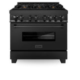 ZLINE 36 in. Black Stainless 4.6 cu.ft. 6 Gas Burner/Electric Oven Range (RAB-BR-36)