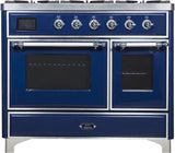 Majestic II 40 Inch Dual Fuel Natural Gas Freestanding Range in Blue with Chrome Trim