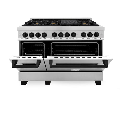 ZLINE Autograph Edition 48" 6.0 cu. ft. Dual Fuel Range with Gas Stove and Electric Oven in Stainless Steel with Accents (RAZ-48) [Color: Matte Black]