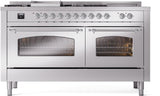 Nostalgie II 60 Inch Dual Fuel Liquid Propane Freestanding Range in Stainless Steel with Chrome Trim