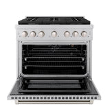 ZLINE 36 in. 5.2 cu. ft. Paramount Dual Fuel Range with Gas Cooktop and Electric Convection Oven in Stainless Steel with 6 Brass Burners (SDR-BR-36)