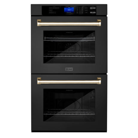 ZLINE 30" Autograph Edition Double Wall Oven with Self Clean and True Convection in Black Stainless Steel (AWDZ-30-BS) [Color: Gold]