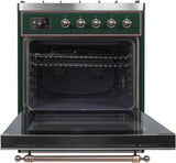 Majestic II 30 Inch Dual Fuel Natural Gas Freestanding Range in Emerald Green with Bronze Trim