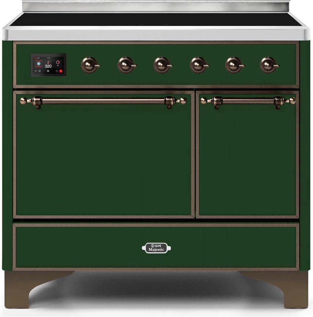 Majestic II 40 Inch Electric Freestanding Range in Emerald Green with Bronze Trim